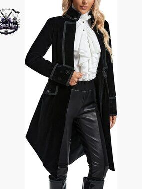 Victorian Gothic Velvet Tailcoat Long Coat Steampunk Pirate Jacket